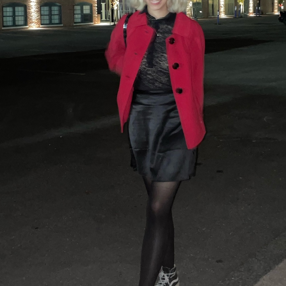 Sabrina teenage witch Lafayette 148 New York Red Wool Jacket Peacoat